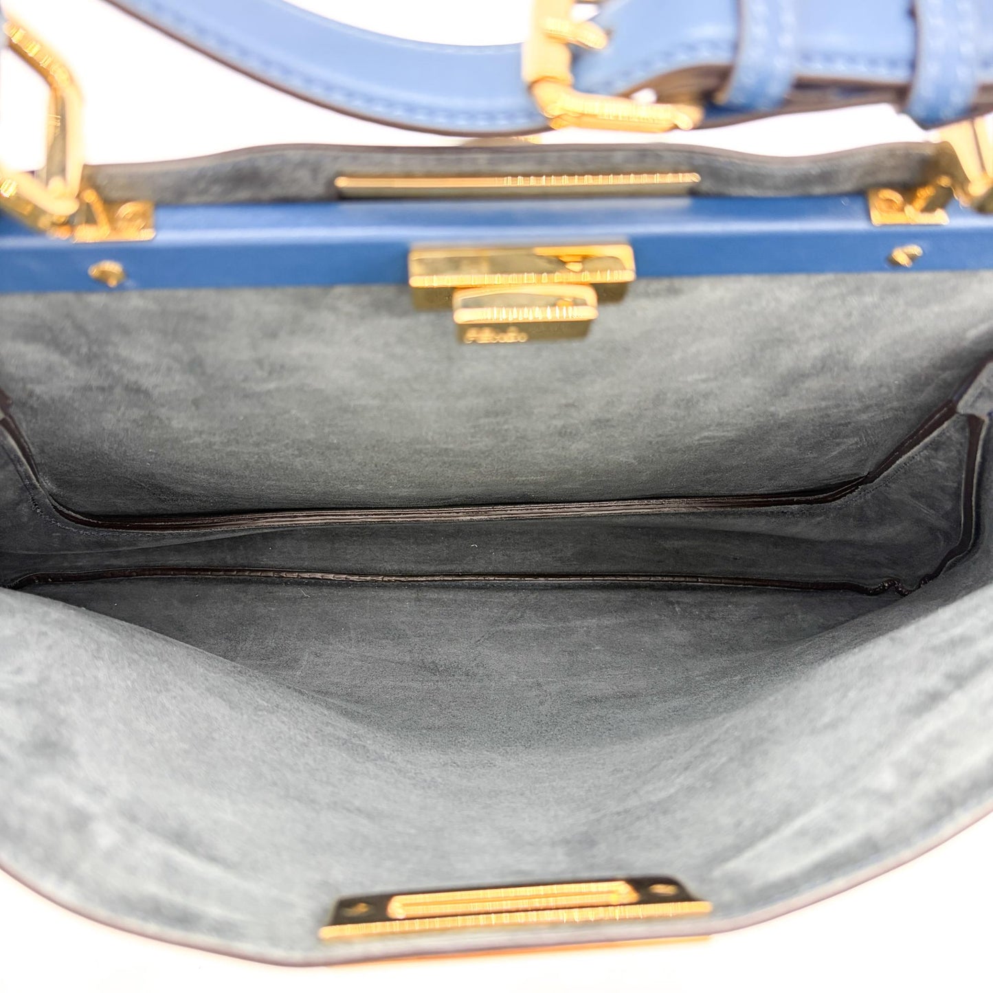 Fendi Peekaboo Essential Large Blue Calfskin Gold Hardware
