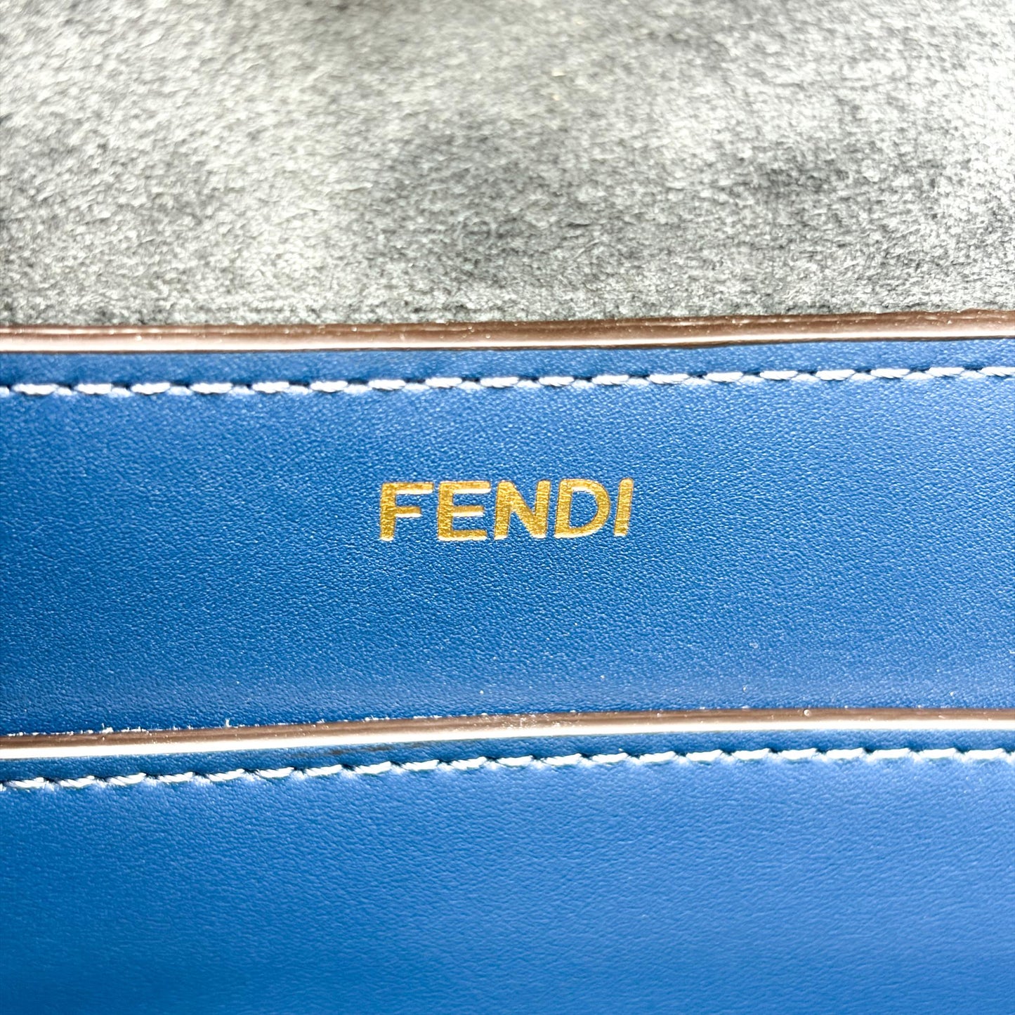 Fendi Peekaboo Essential Large Blue Calfskin Gold Hardware