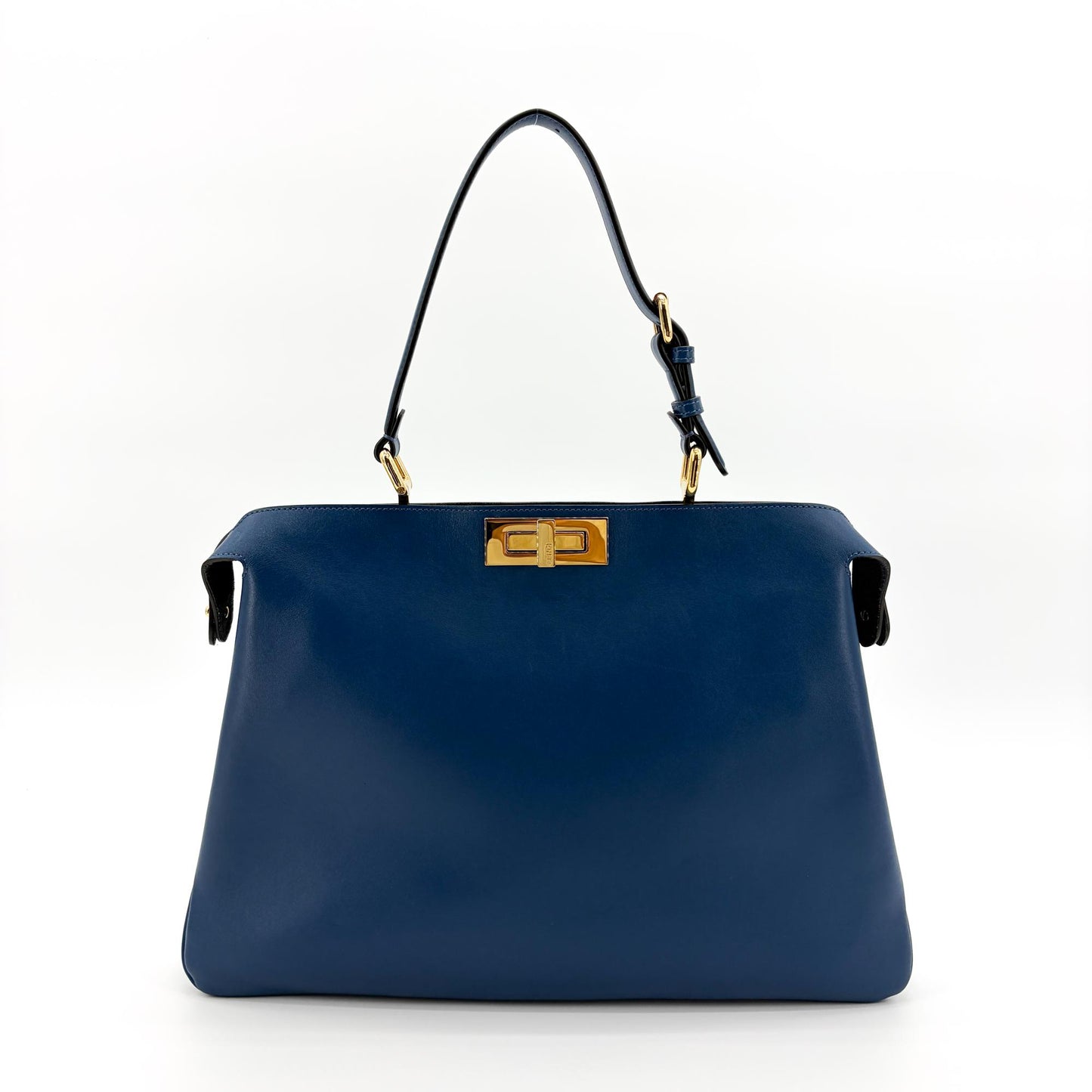Fendi Peekaboo Essential Large Blue Calfskin Gold Hardware