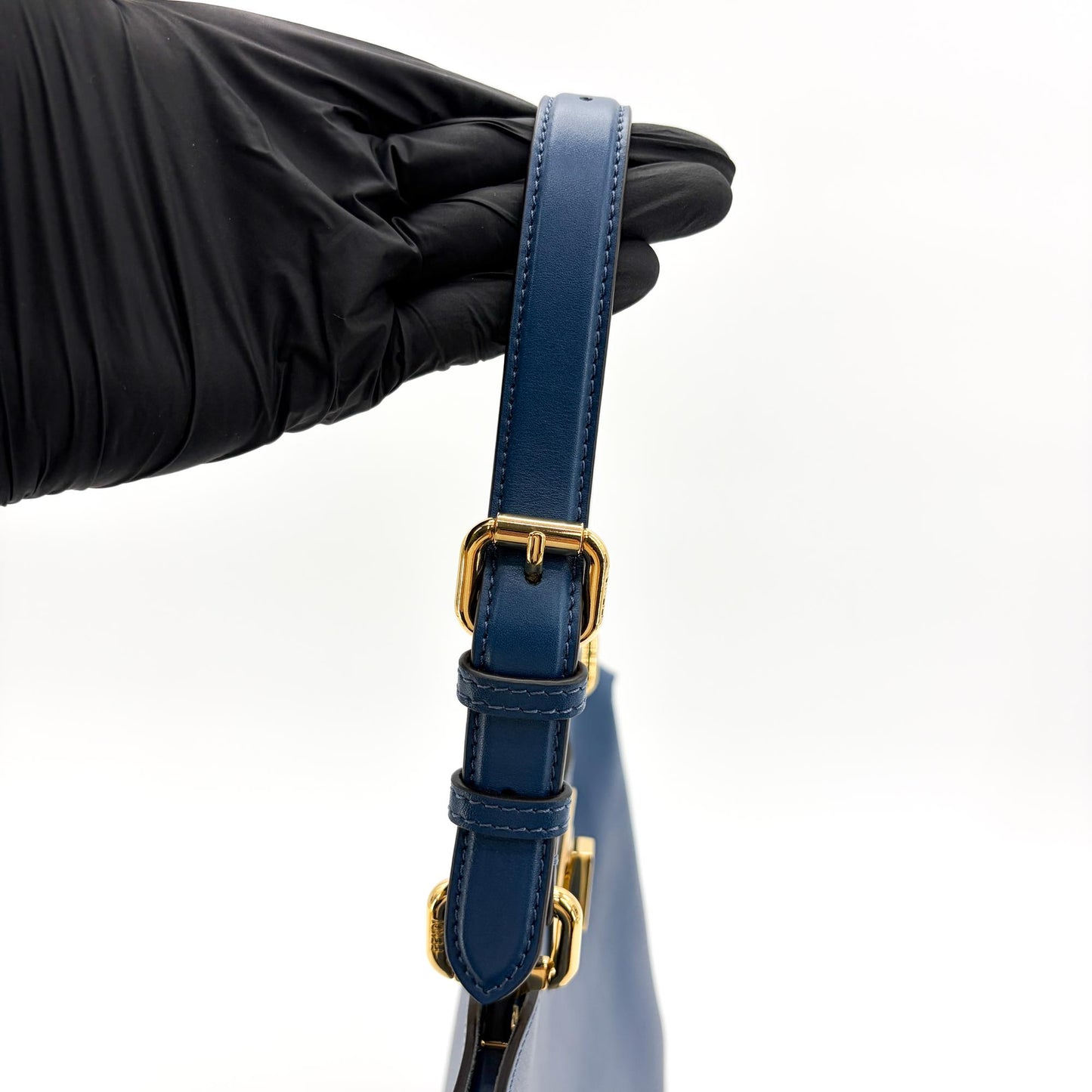 Fendi Peekaboo Essential Large Blue Calfskin Gold Hardware
