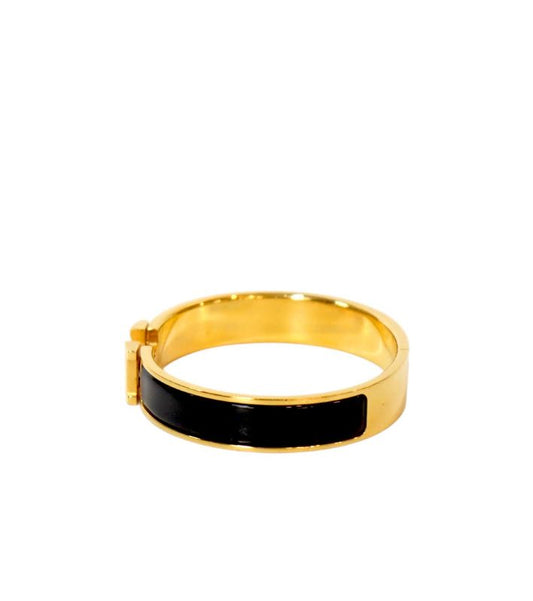 Hermès Black Click-Ash Gold Bracelet
