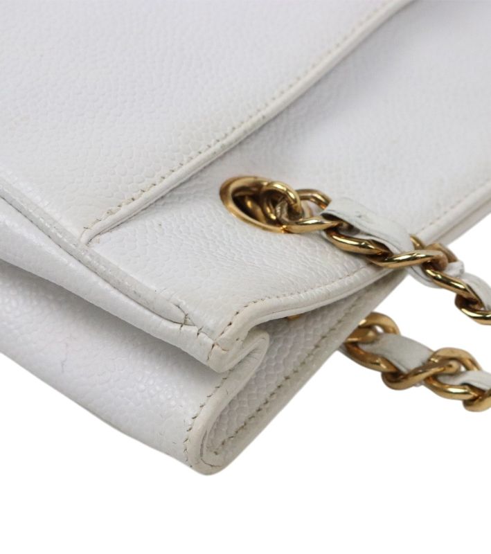 Chanel White Caviar Big CC Chain Shoulder Bag