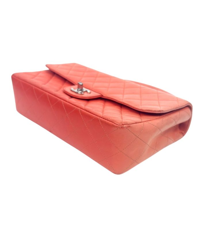 Chanel Orange Lambskin Quilted CC Top-Handle Tote Bag