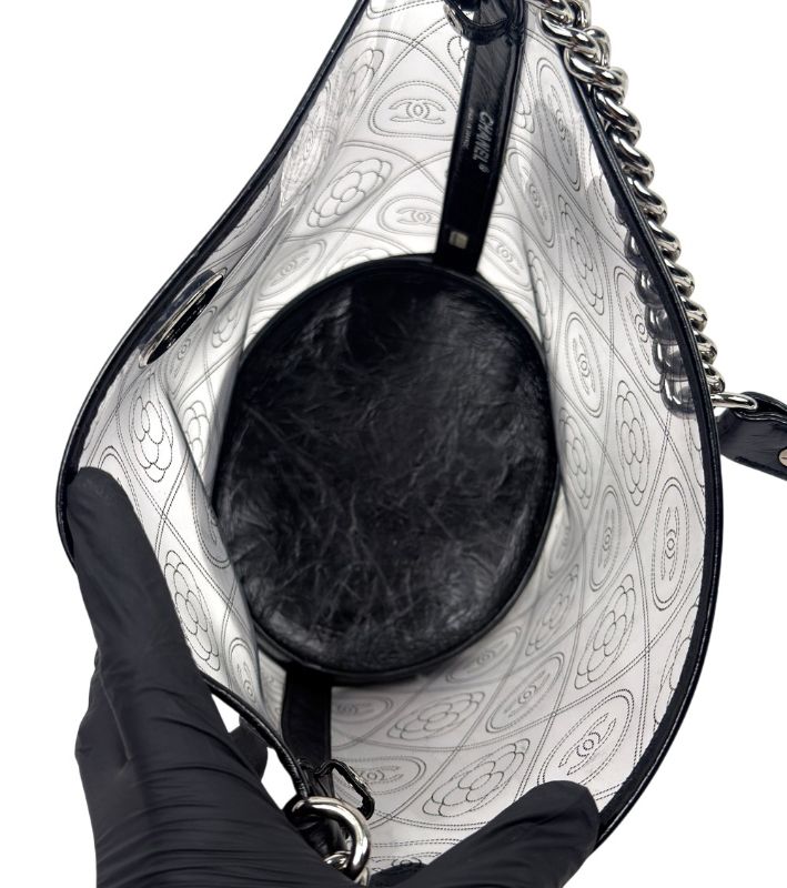 Chanel Black PVC Camelia Bucket Bag