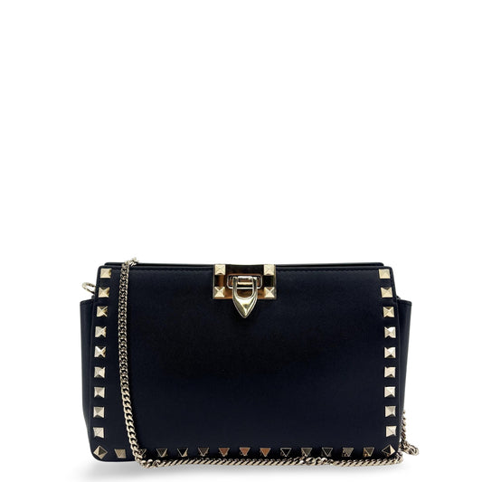 Valentino Garavani Rockstud Chain Shoulder Bag Black Gold Hardware