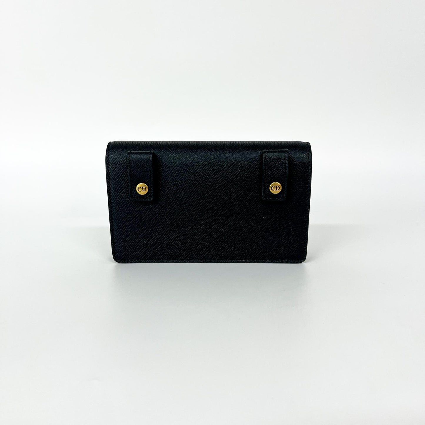 Dior Saddle Pouch Black Grained Calfskin Gold Hardware
