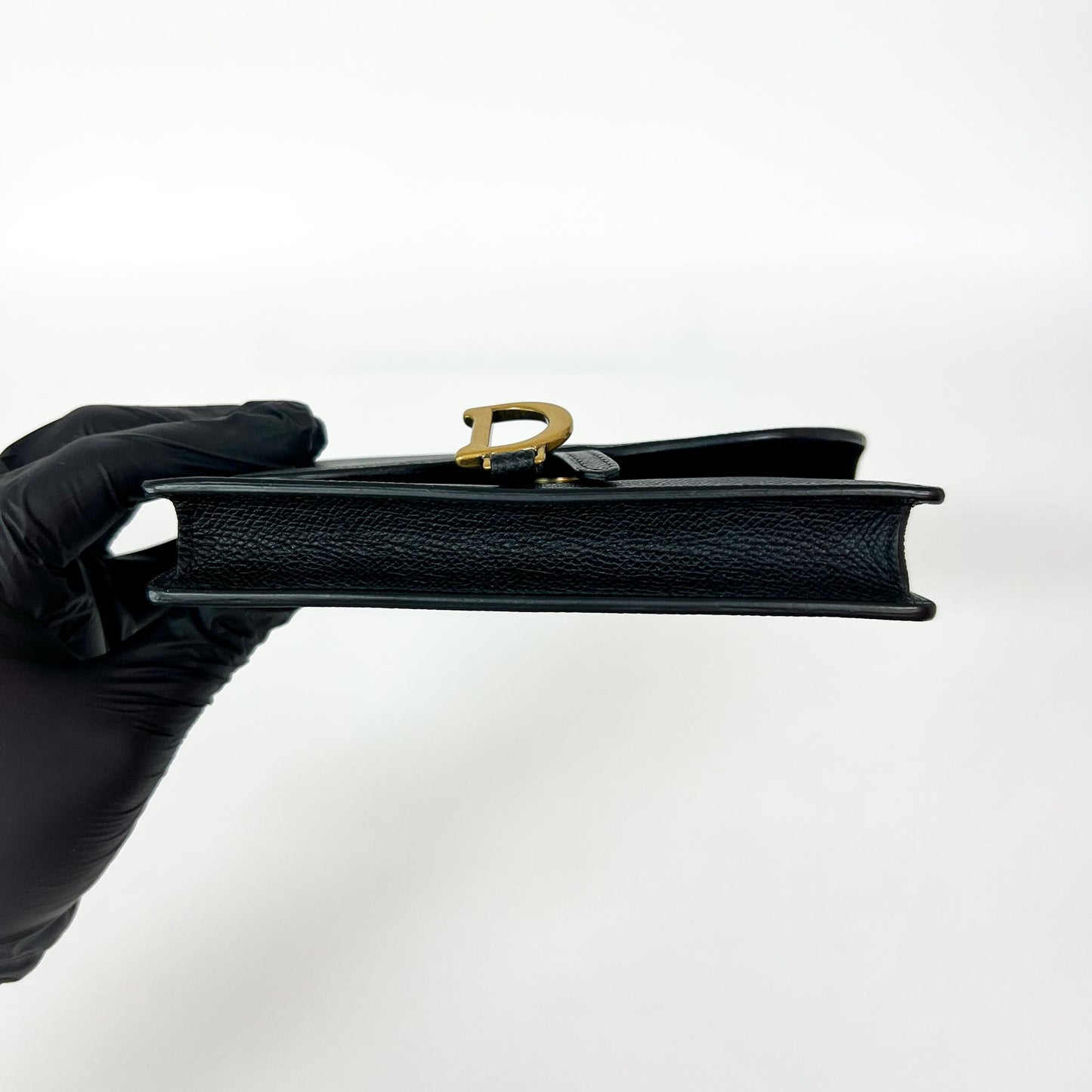 Dior Saddle Pouch Black Grained Calfskin Gold Hardware