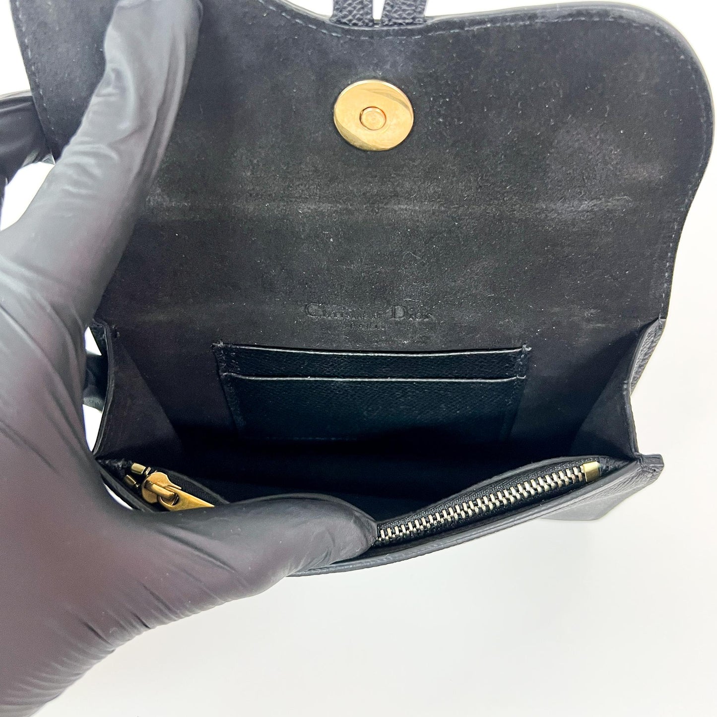 Dior Saddle Pouch Black Grained Calfskin Gold Hardware