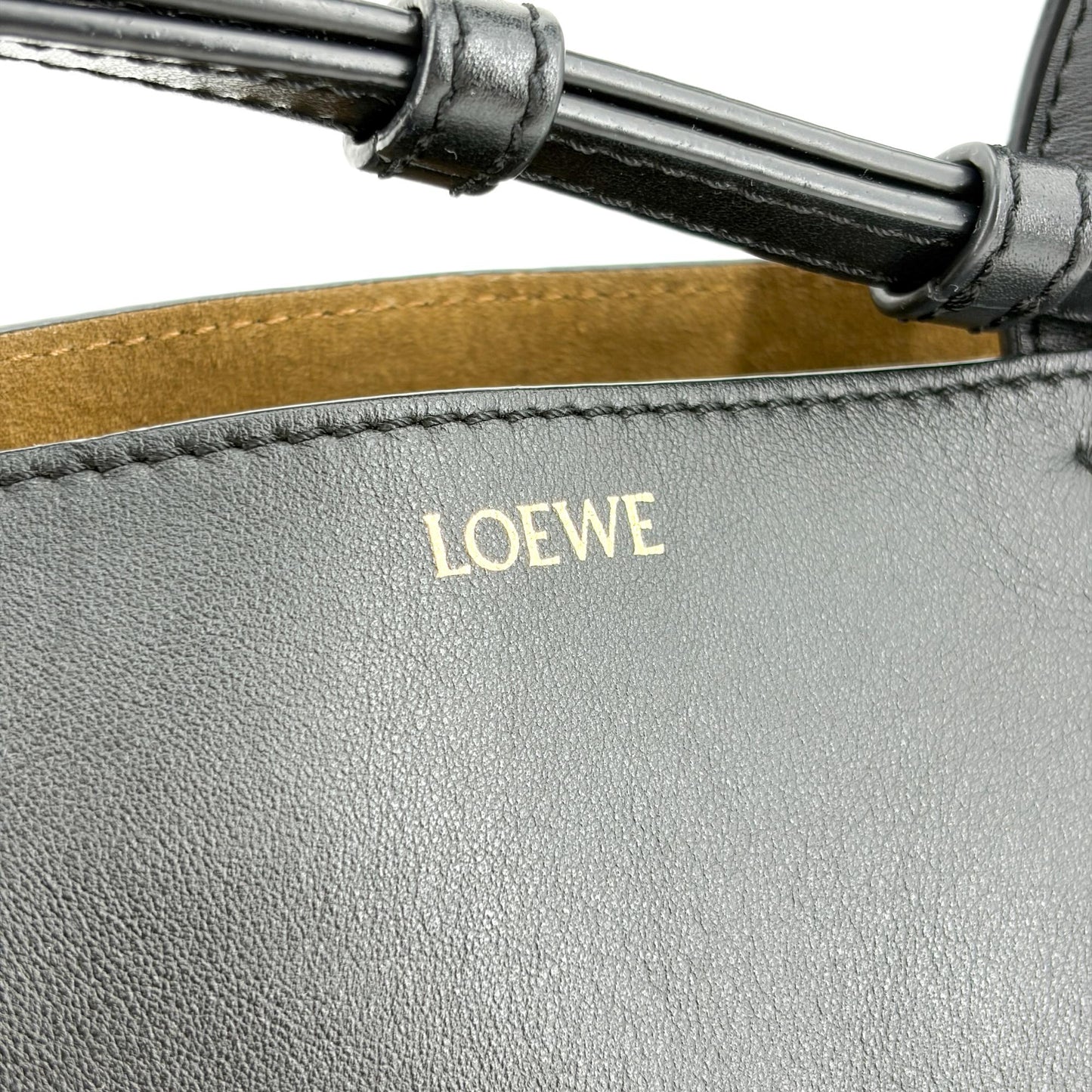 Loewe Mini Puzzle Fold Tote Bag Shiny Calfskin Black