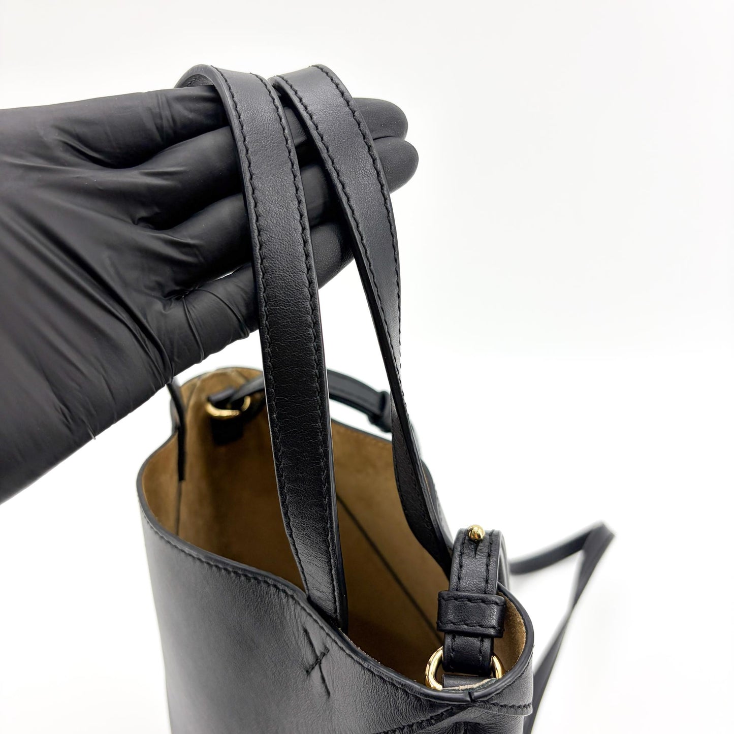 Loewe Mini Puzzle Fold Tote Bag Shiny Calfskin Black