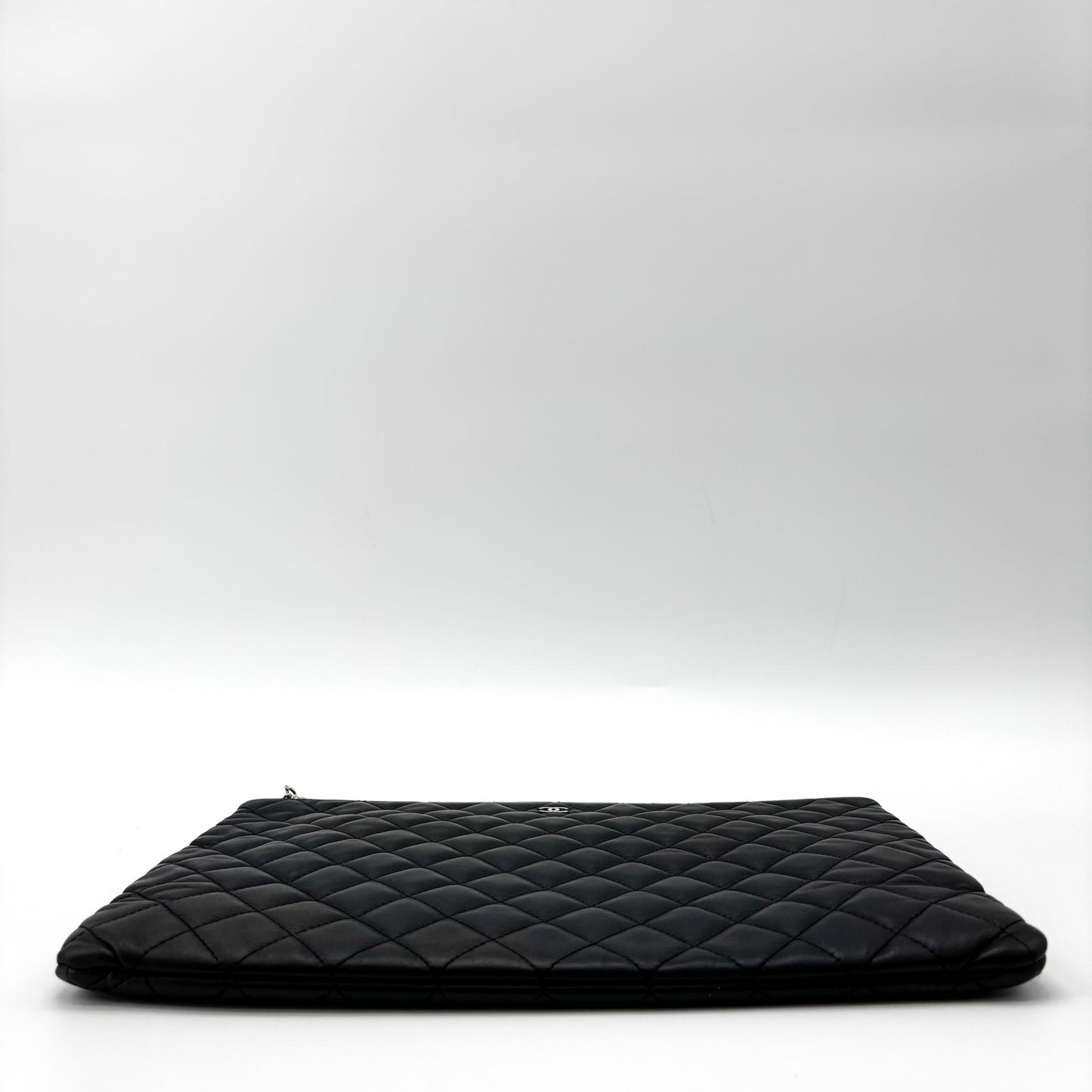 Chanel Lambskin Classic Large Pouch Black with Silver Hardware