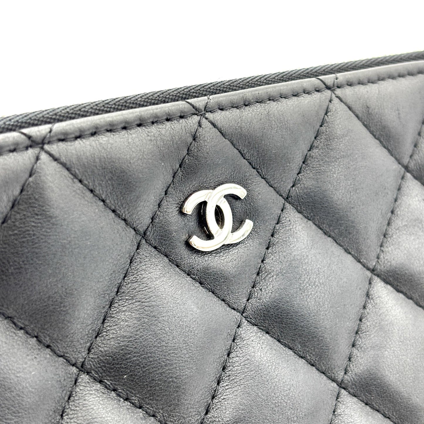 Chanel Lambskin Classic Large Pouch Black with Silver Hardware