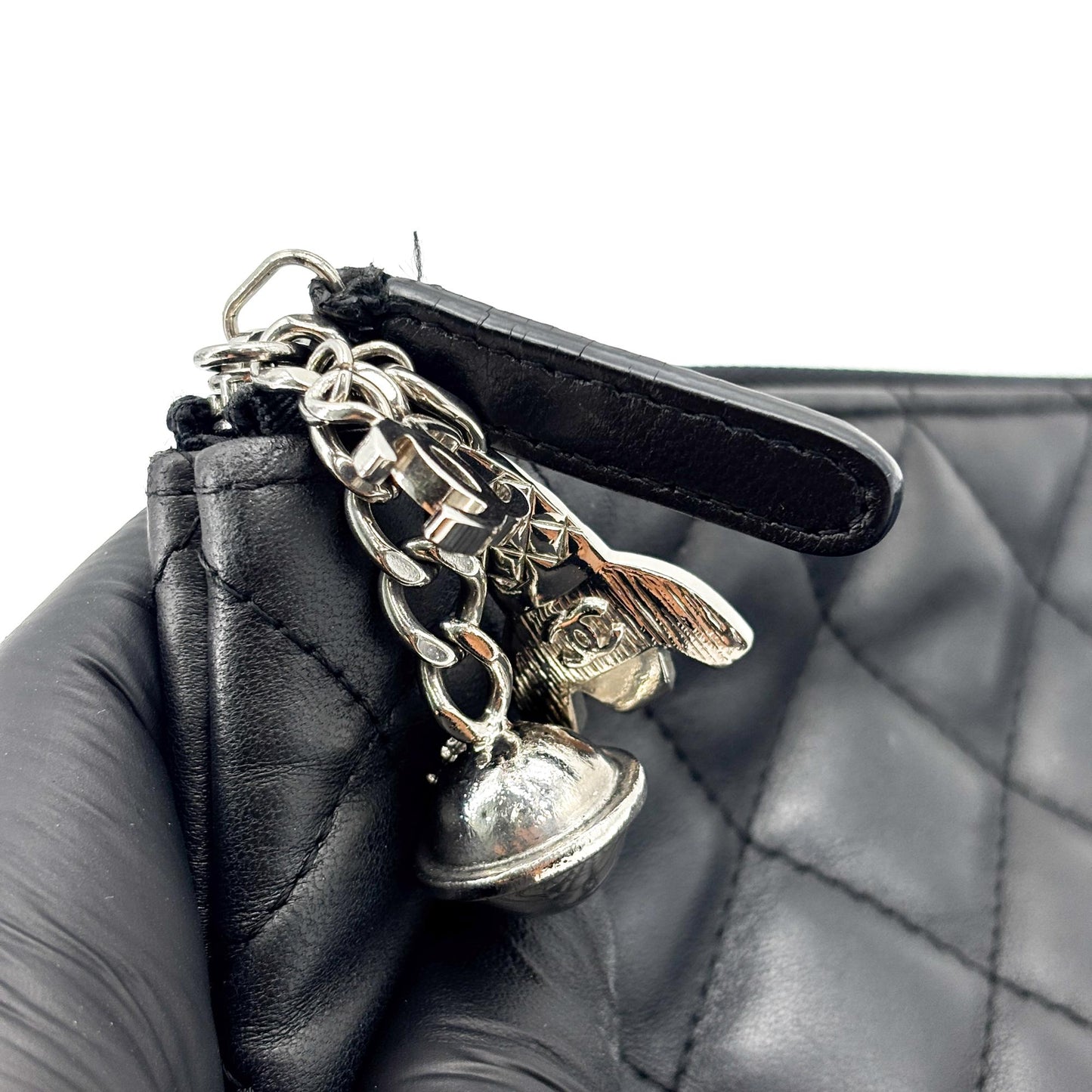 Chanel Lambskin Classic Large Pouch Black with Silver Hardware