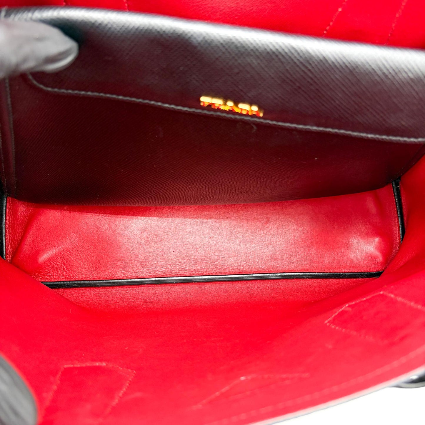Prada Saffiano Cure Double Bag Medium Black/Red