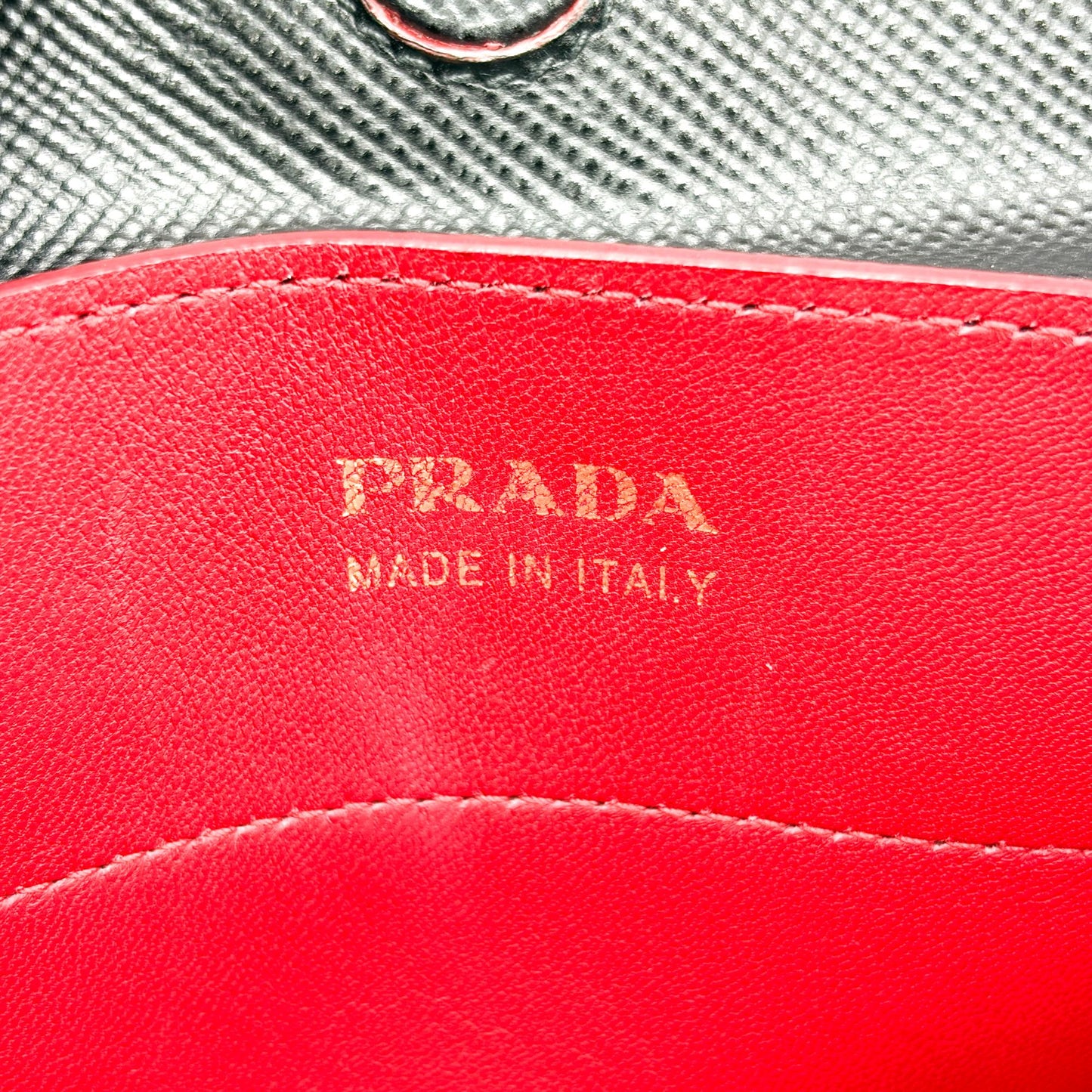 Prada Saffiano Cure Double Bag Medium Black/Red