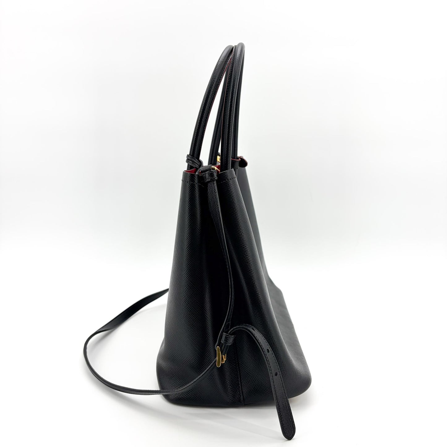 Prada Saffiano Cure Double Bag Medium Black/Red