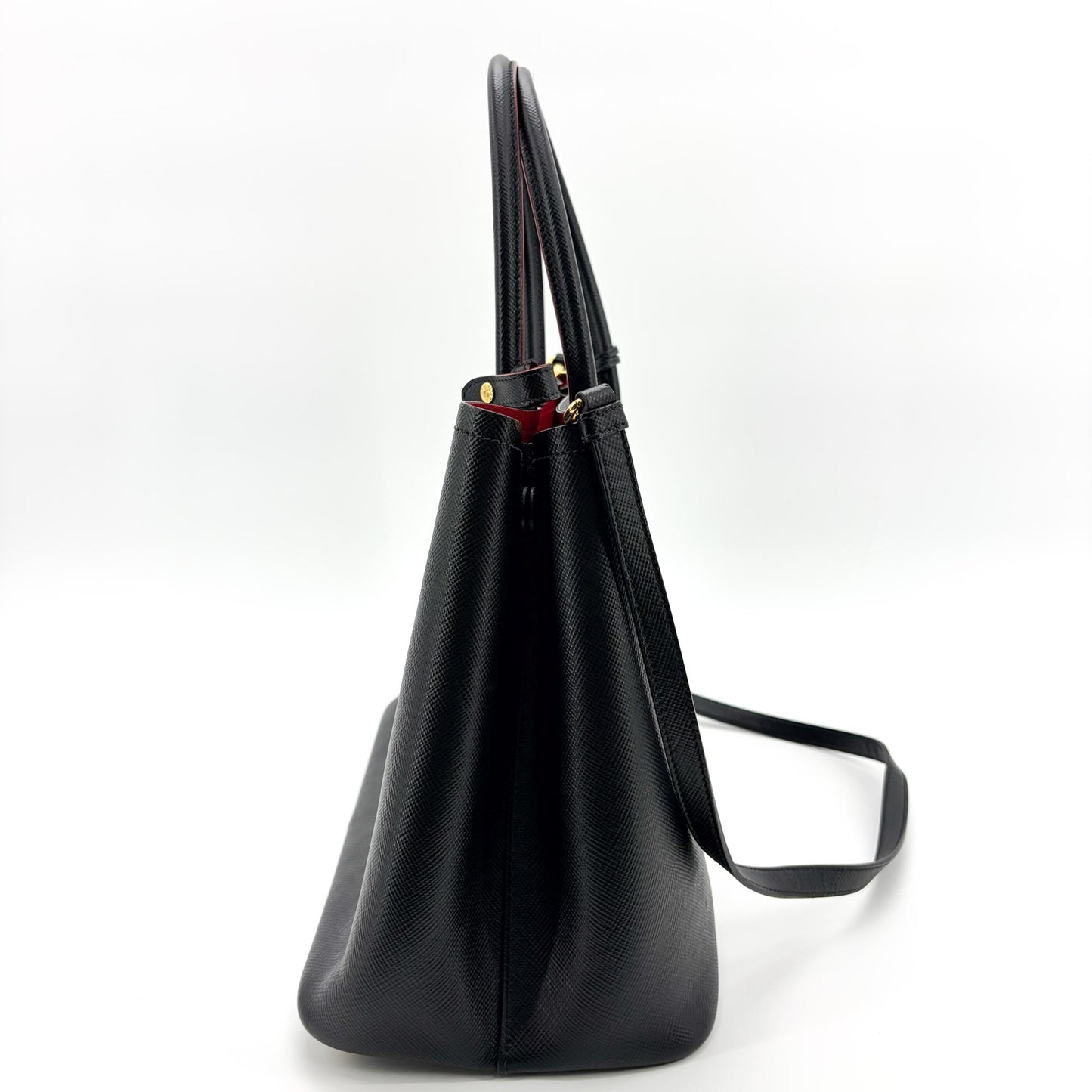 Prada Saffiano Cure Double Bag Medium Black/Red