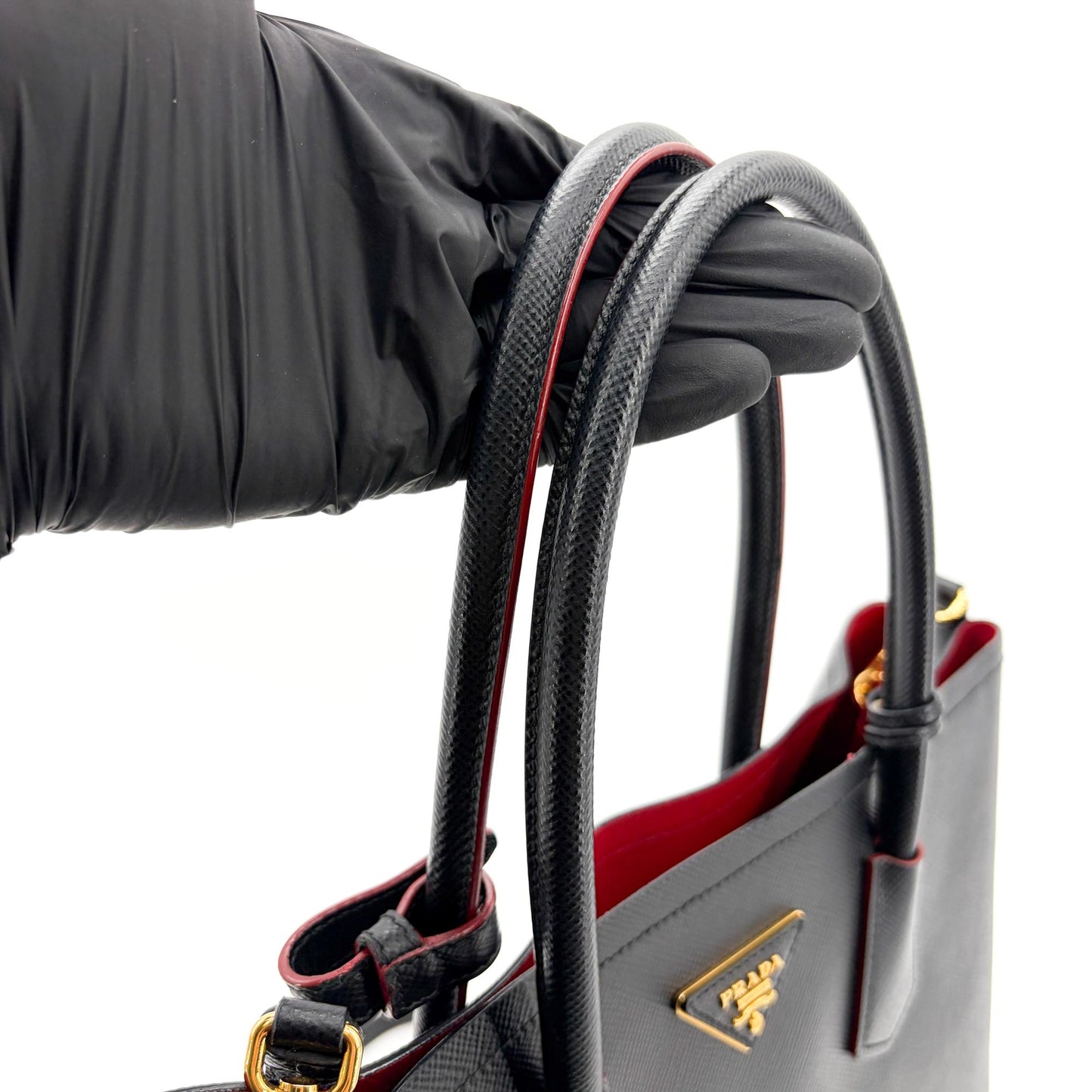 Prada Saffiano Cure Double Bag Medium Black/Red