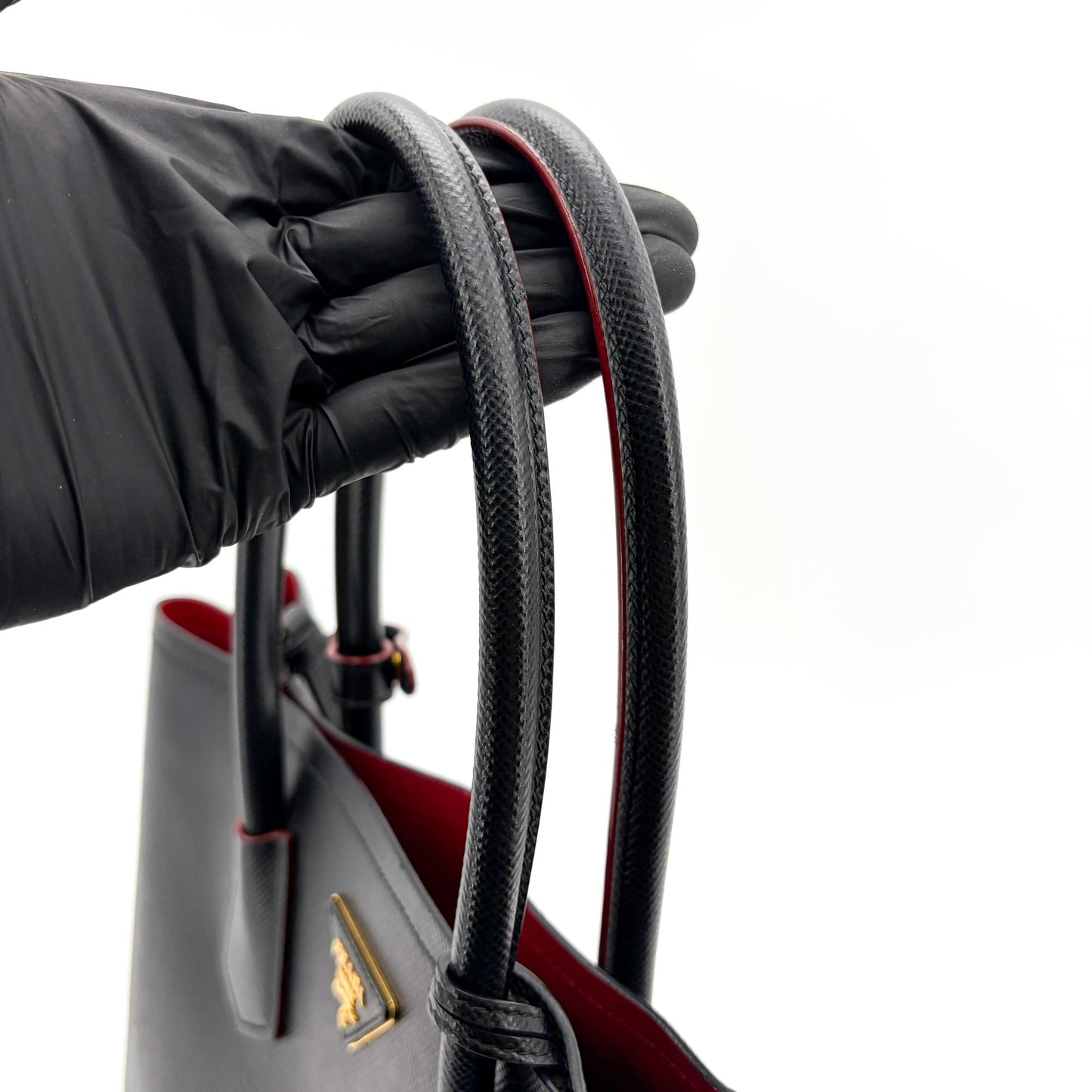 Prada Saffiano Cure Double Bag Medium Black/Red