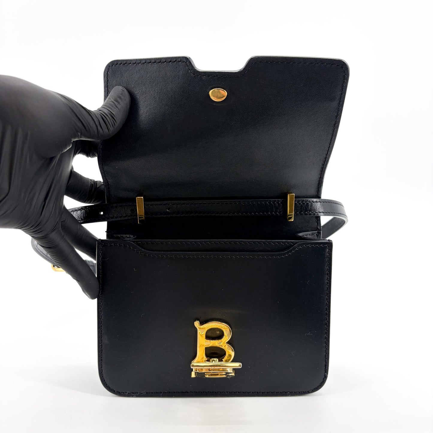 Burberry Small Leather TB Bag Black Gold Hardware