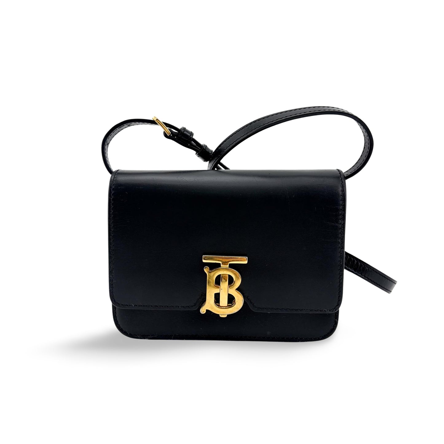 Burberry Small Leather TB Bag Black Gold Hardware
