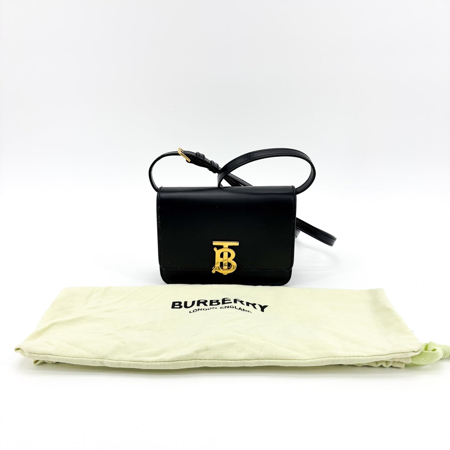 Burberry Small Leather TB Bag Black Gold Hardware