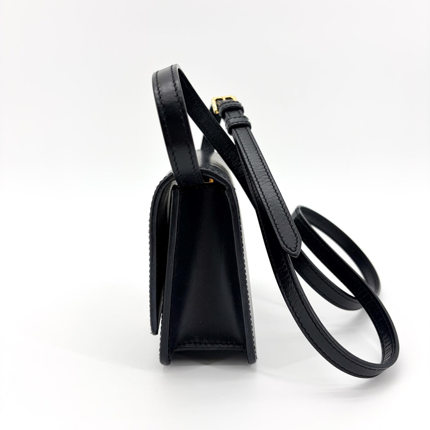 Burberry Small Leather TB Bag Black Gold Hardware