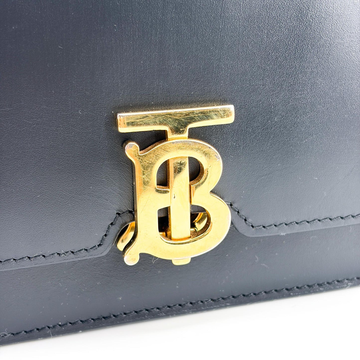 Burberry Small Leather TB Bag Black Gold Hardware