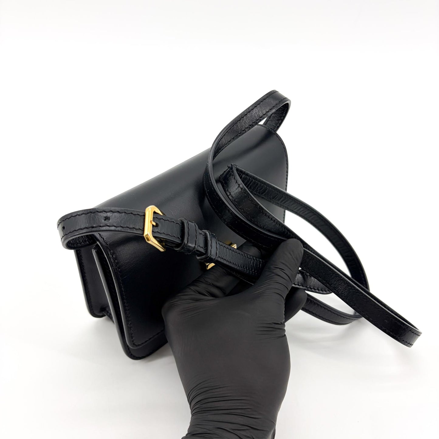 Burberry Small Leather TB Bag Black Gold Hardware