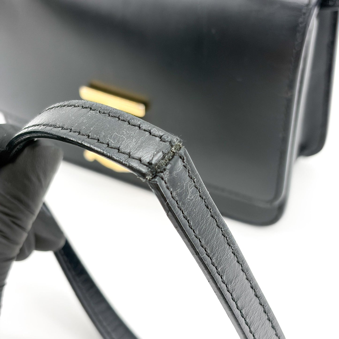 Burberry Small Leather TB Bag Black Gold Hardware