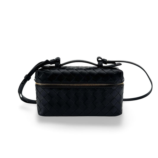 Bottega Veneta Intrecciato Small Vanity Case Bag Black