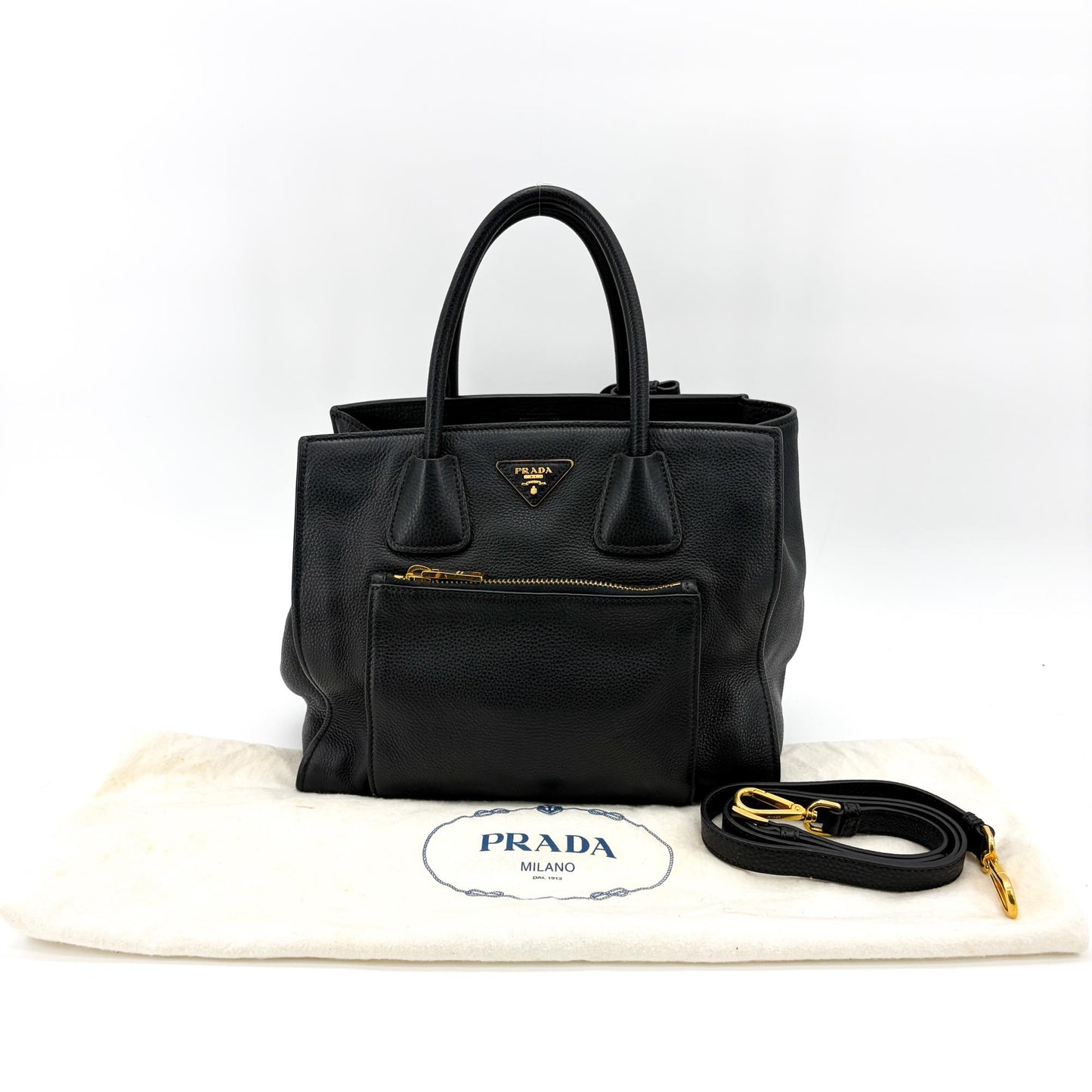 Prada Vitello Phoenix Tote Bag Black