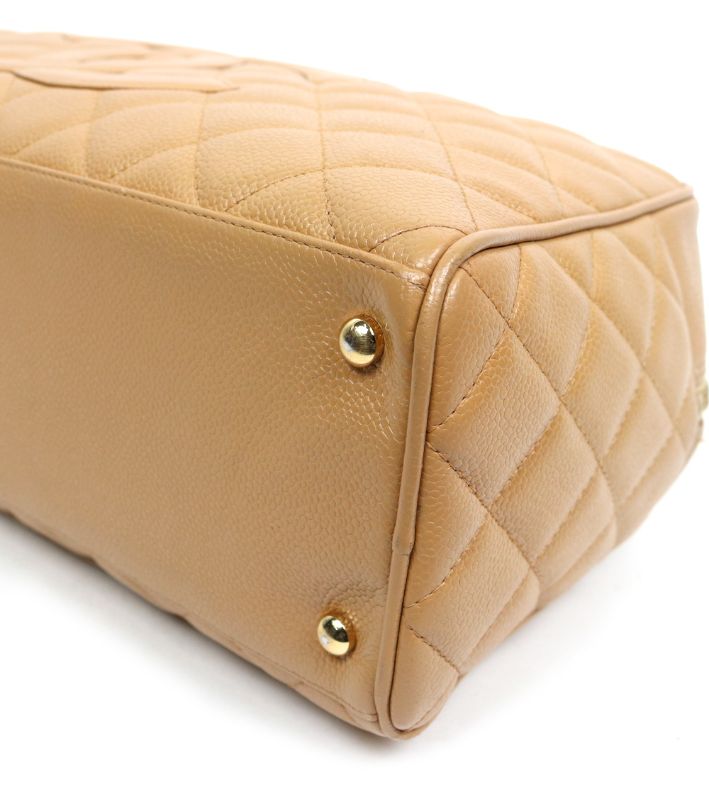 Chanel Beige Caviar Big CC Bowling Tote