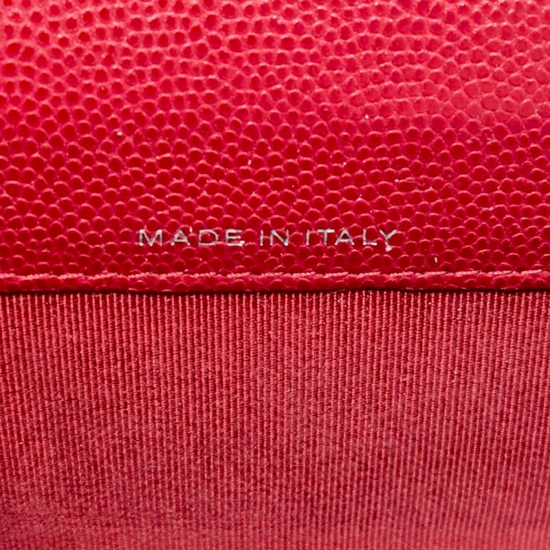 Chanel Red Caviar Skin Card Wallet