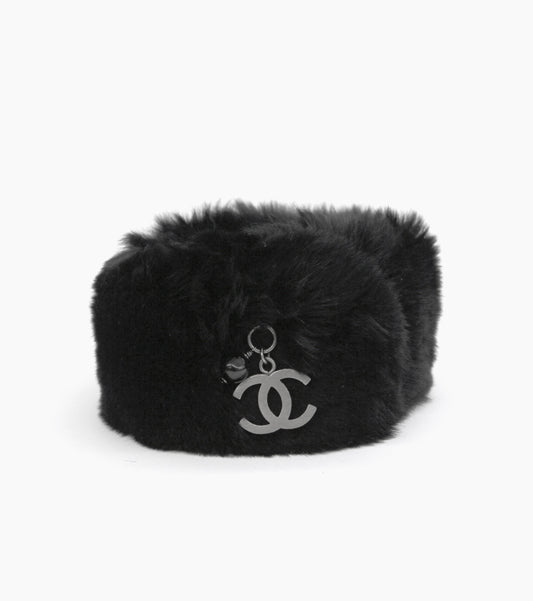 Chanel Black Jean CC Shearling Black Bracelet