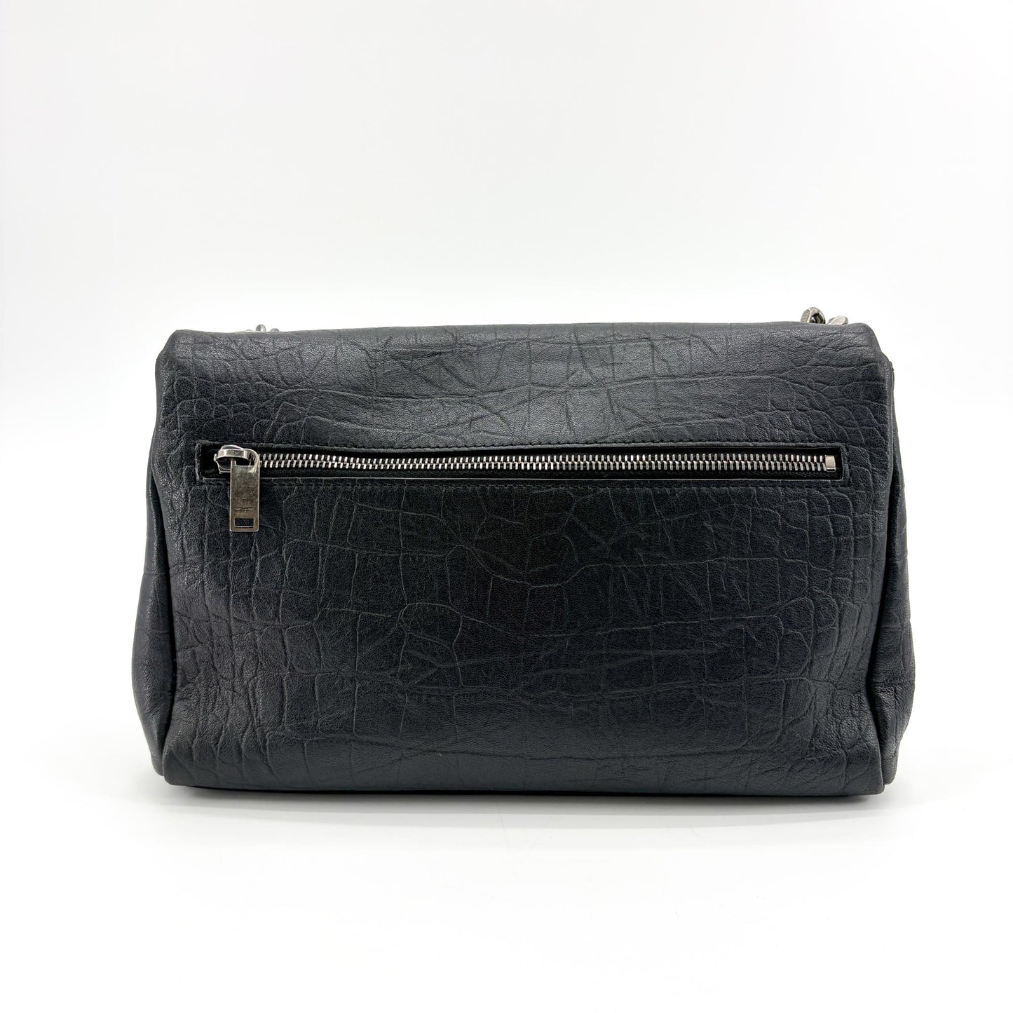Saint Laurent Medium Nikki Croco Embossed Shoulder Bag Black