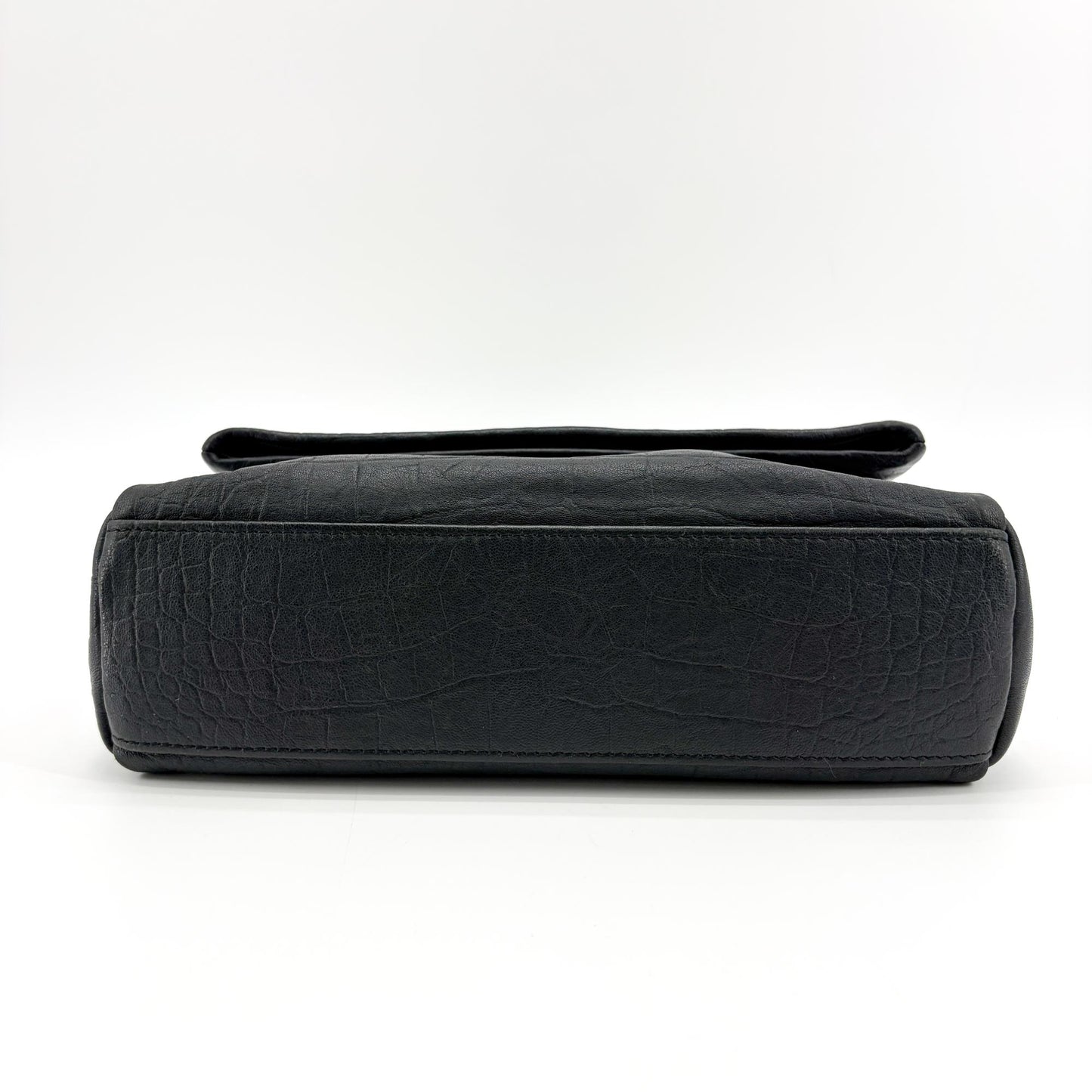 Saint Laurent Medium Nikki Croco Embossed Shoulder Bag Black