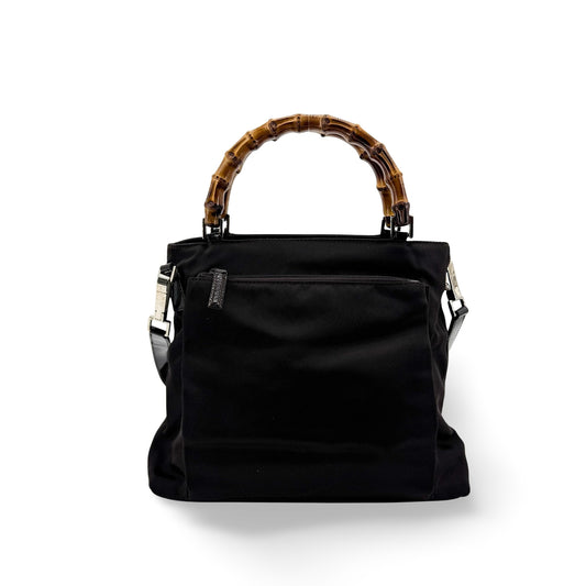 Gucci Bamboo Nylon 2-Way Tote Bag Black
