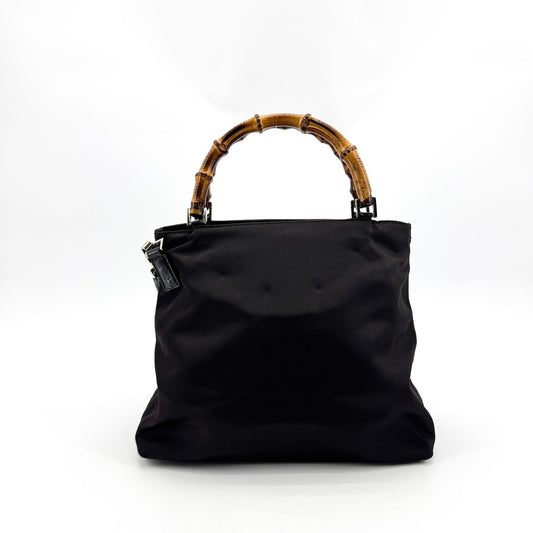 Gucci Bamboo Nylon 2-Way Tote Bag Black