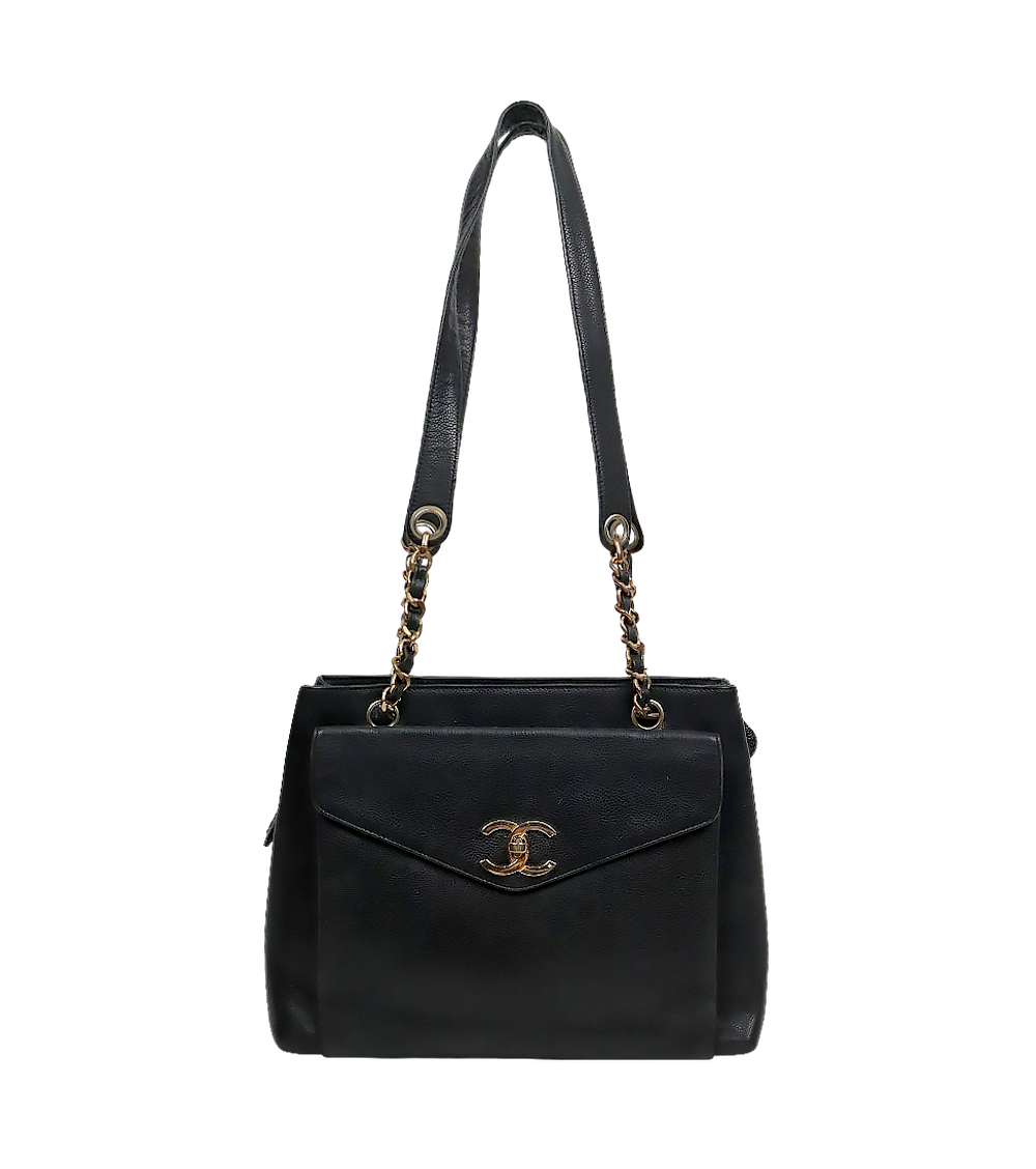 Chanel Black Caviar CC Pocket Shoulder Bag