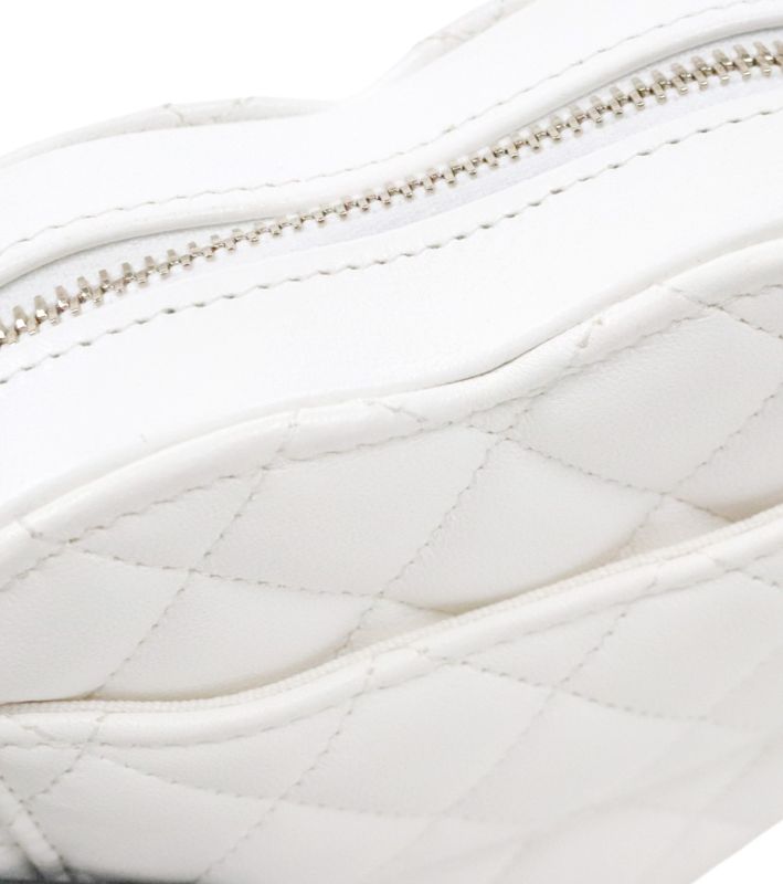 Chanel White Lambskin Heart Mini Crossbody Bag
