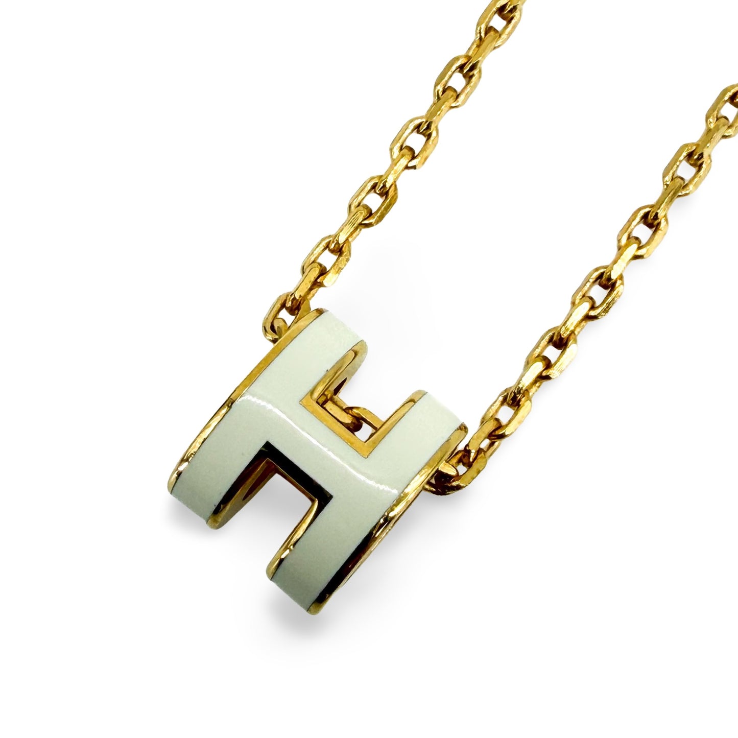 Hermès Pop H Necklace Gold Blanc