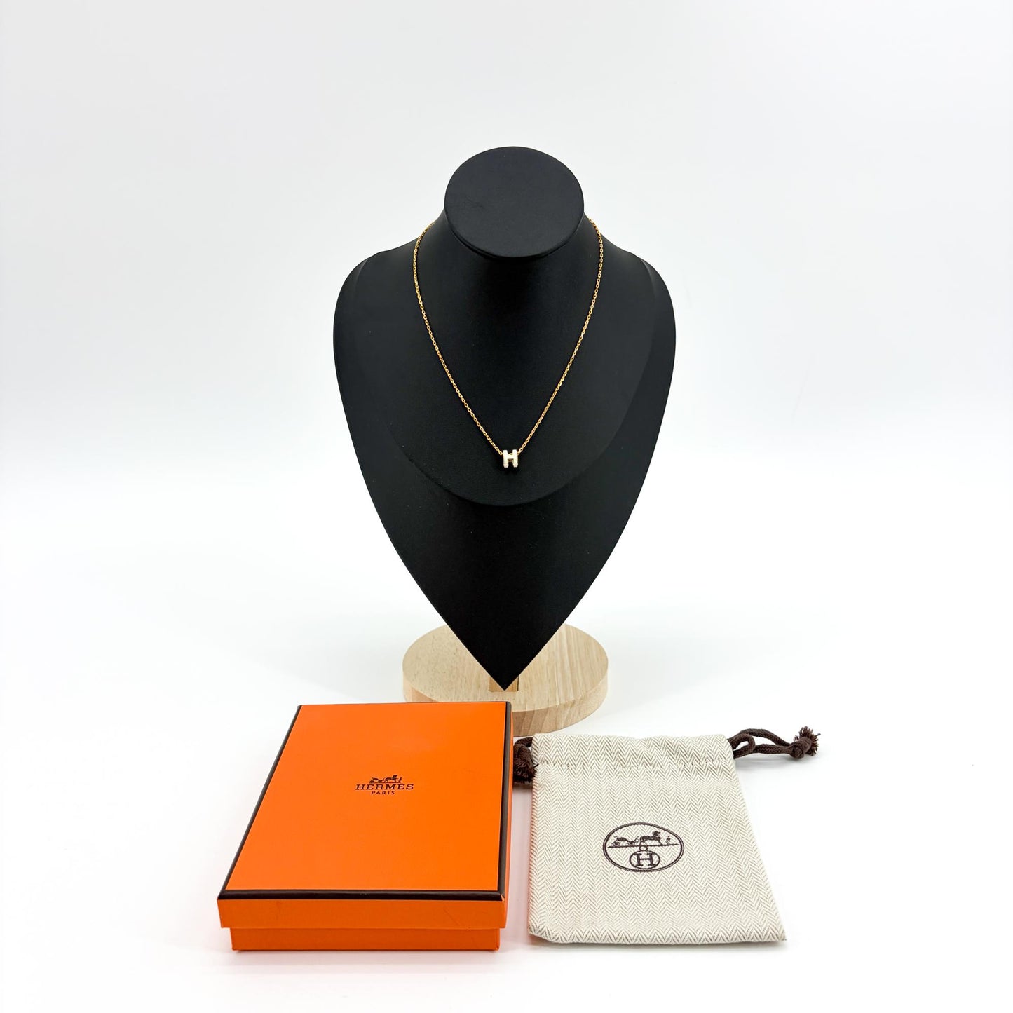 Hermès Pop H Necklace Gold Blanc