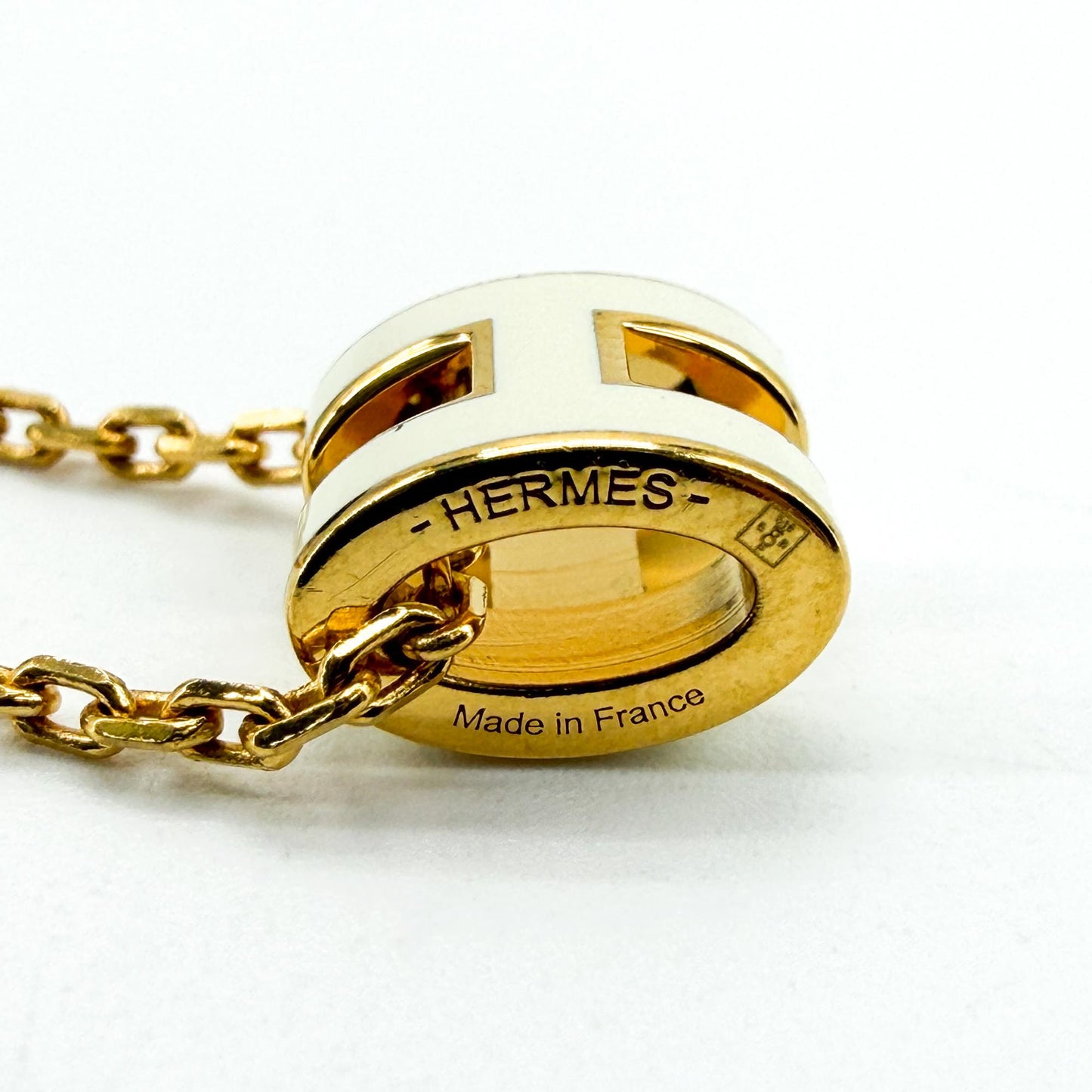 Hermès Pop H Necklace Gold Blanc