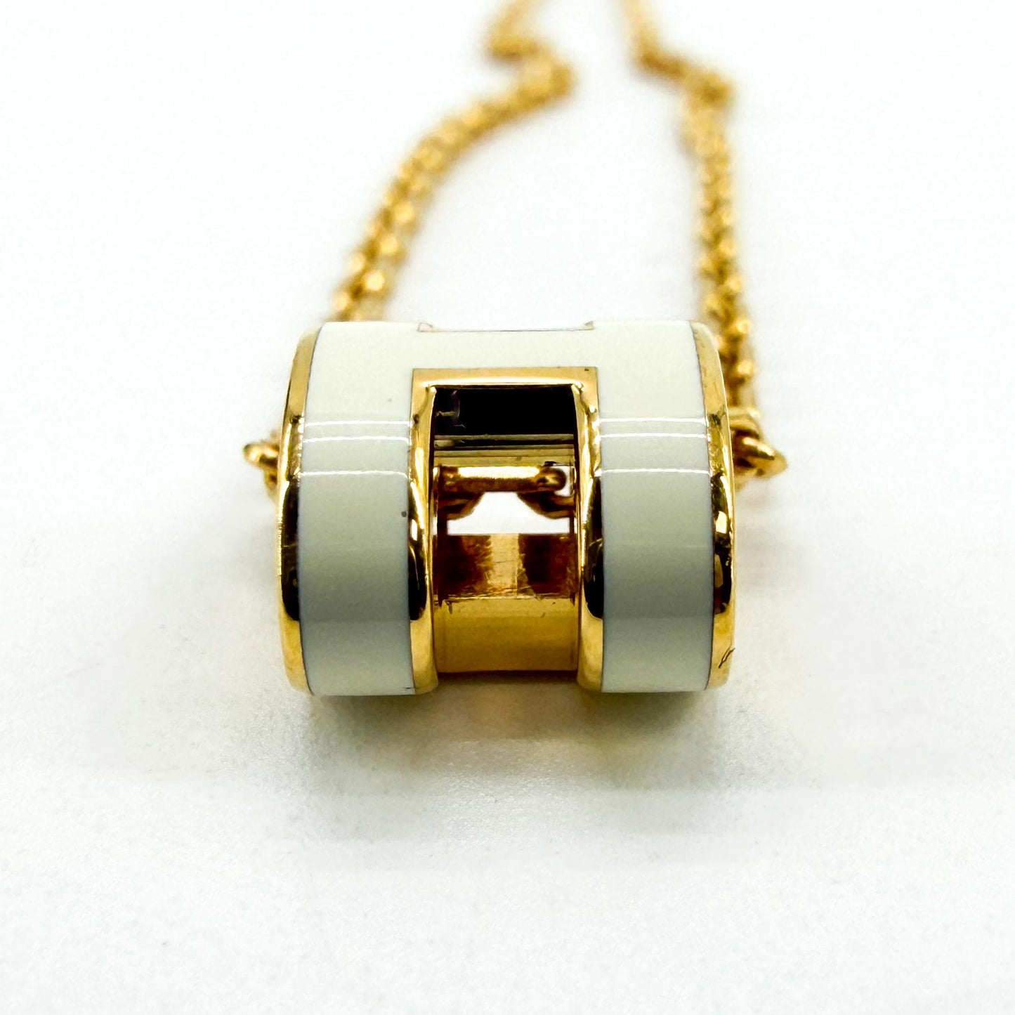 Hermès Pop H Necklace Gold Blanc