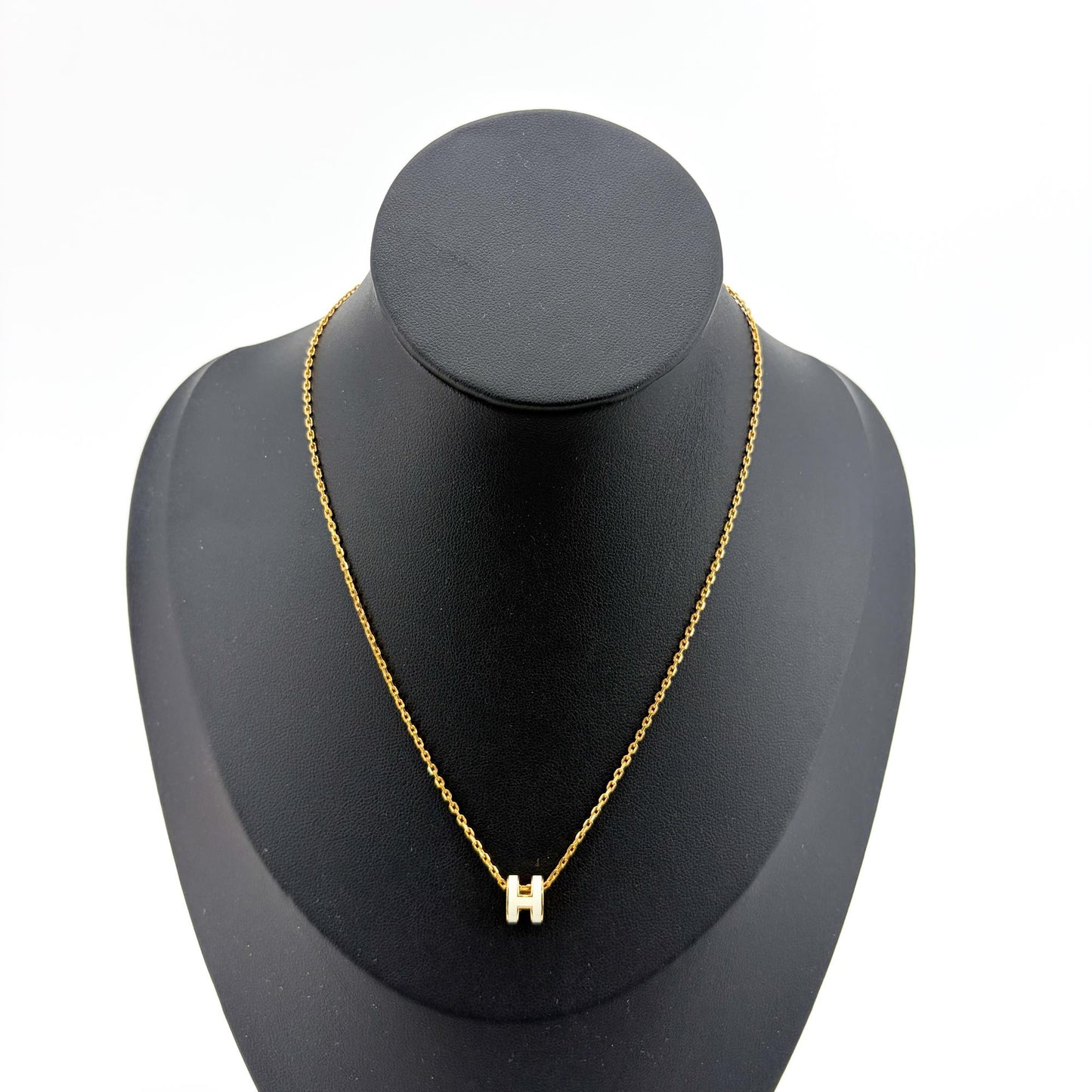 Hermès Pop H Necklace Gold Blanc