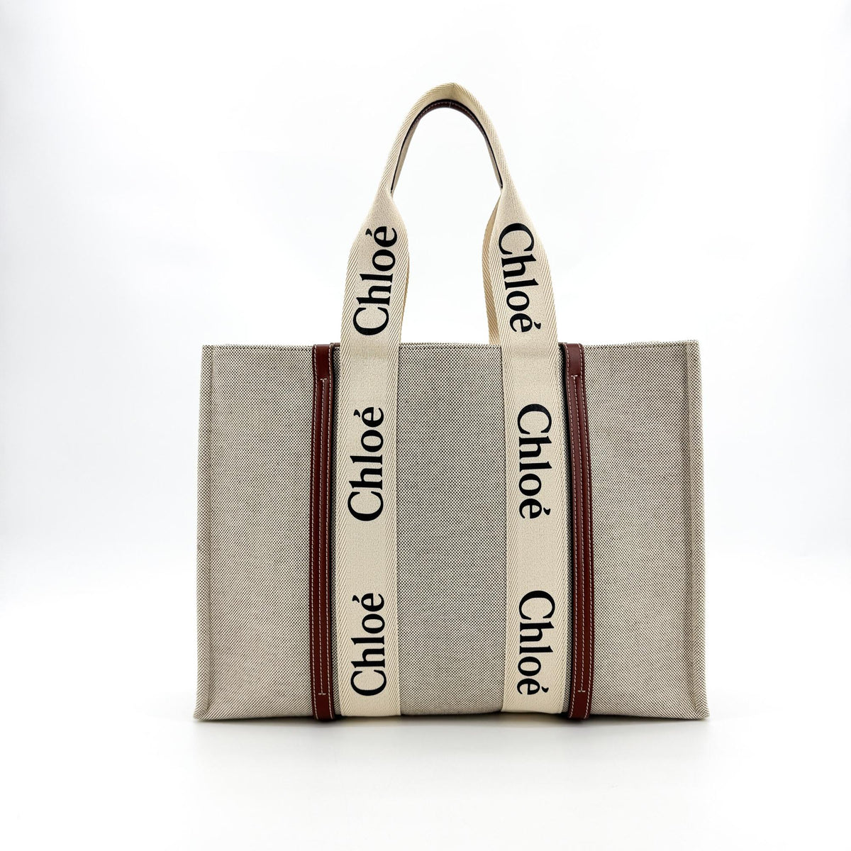 Chloé Woody Medium Tote Bag Beige Brown