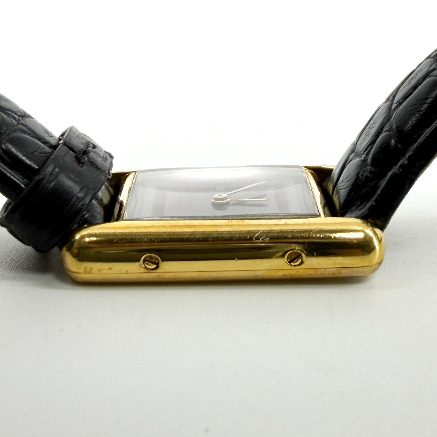 Cartier Must de Tank Gold Black Leather Watch
