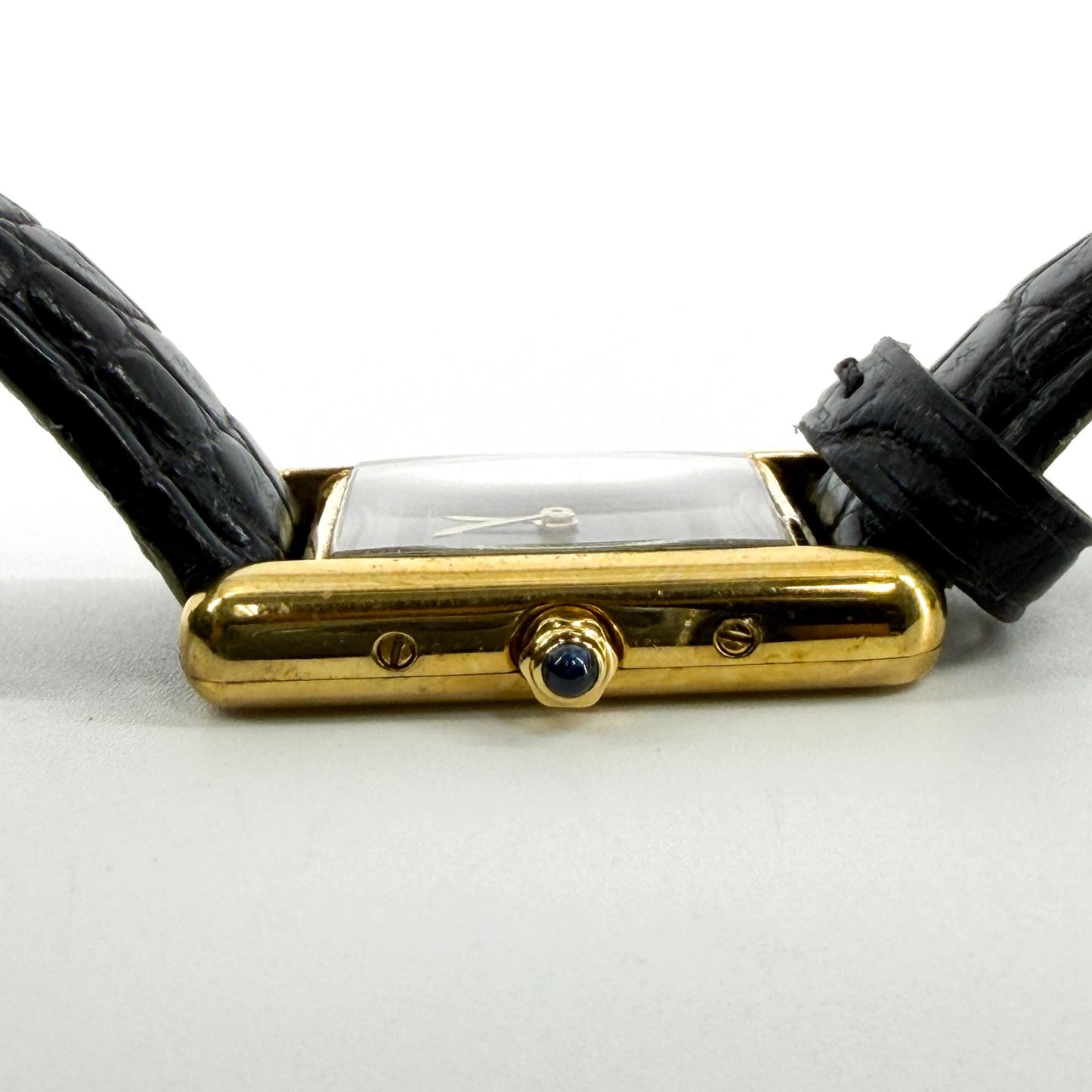 Cartier Must de Tank Gold Black Leather Watch