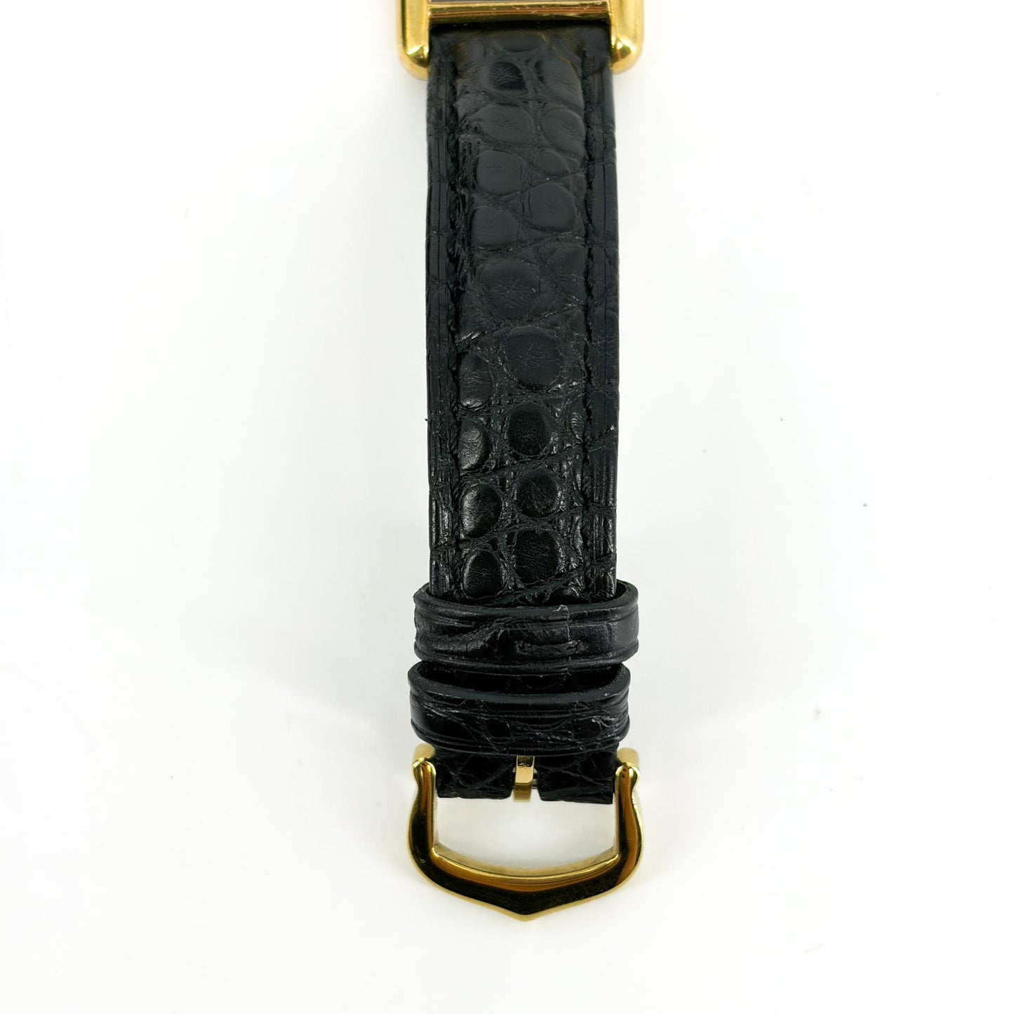 Cartier Must de Tank Gold Black Leather Watch